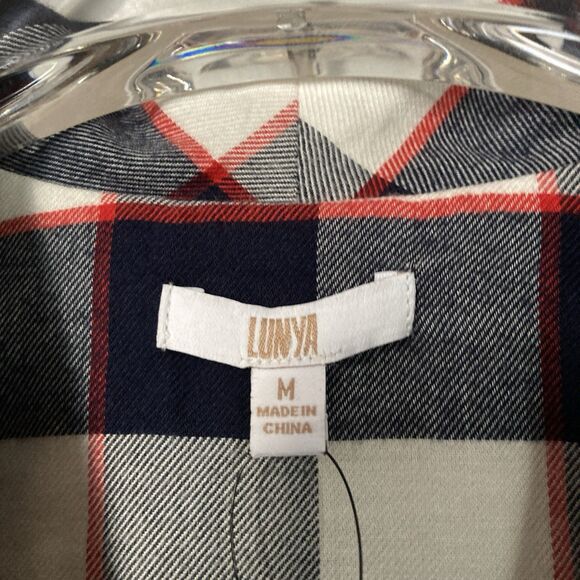 Lunya Pajama Top Buffalo Check Cotton Modal Brushed Flannel Shawl Collar Medium - Picture 4 of 14